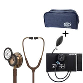 Kit Acadêmico Estetoscópio Littmann Classic III Chocolate + Esfigmomanometro BIC Fecho de contato