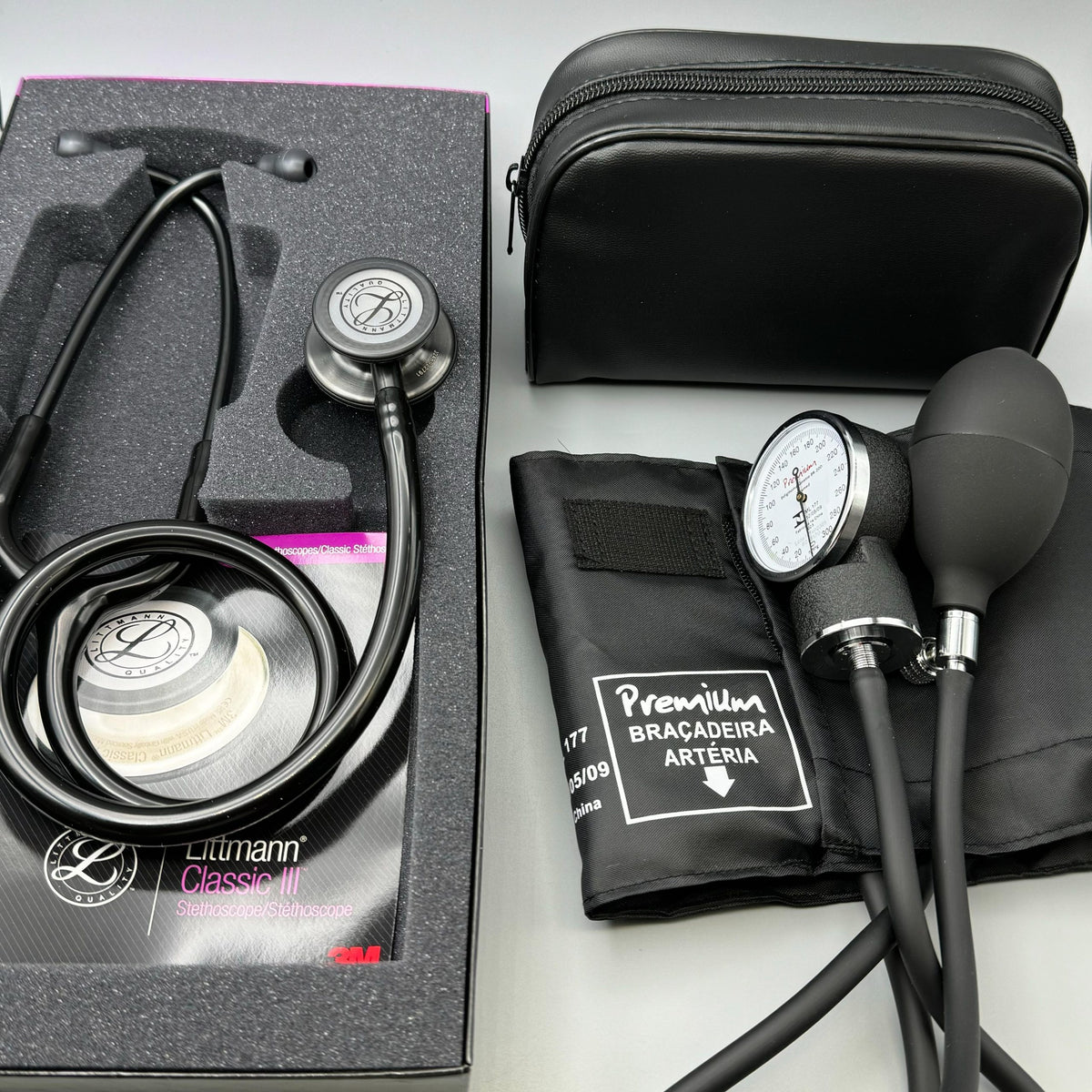 Estetoscópio Littmann Black Smoke+ Esfigmomanômetro Premium PRETO