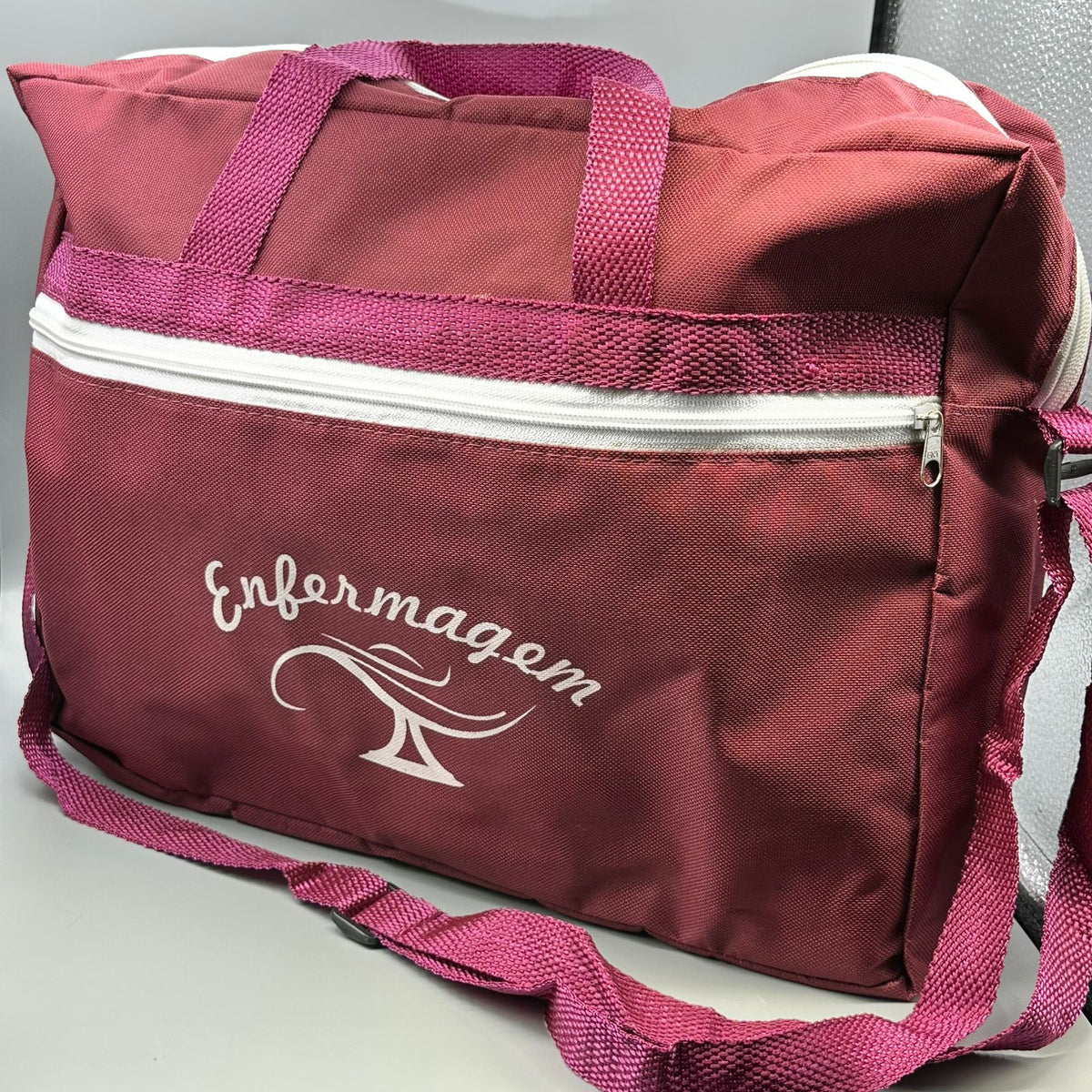 Bolsa Estilo Pasta com Alça Para Estudantes Enfermagem Vinho