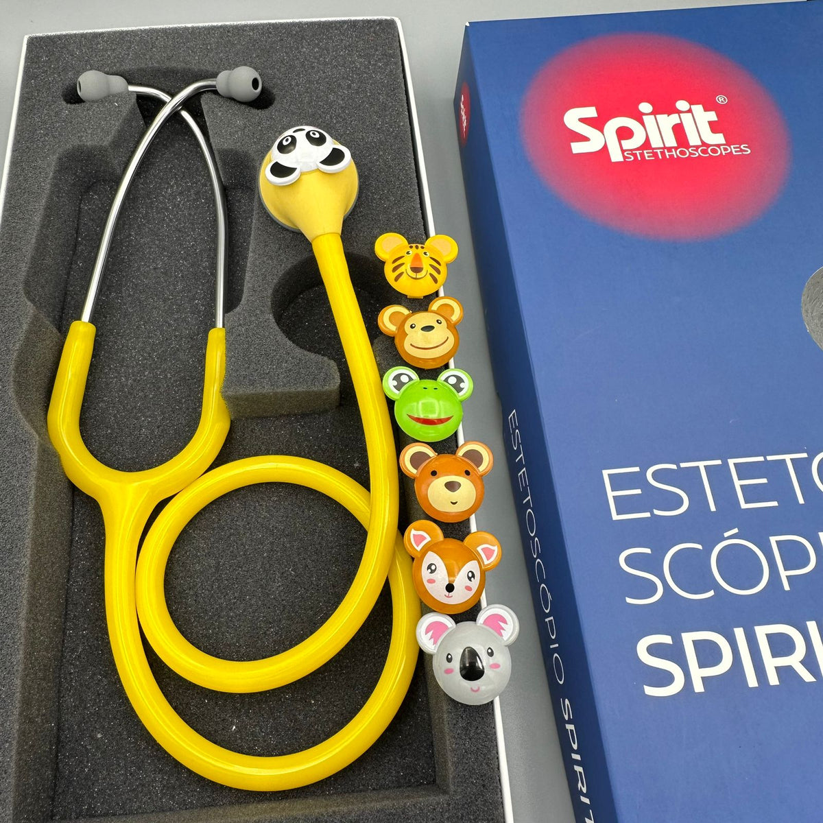 Estetoscópio Spirit MD Master Lite Animal Pediátrico Amarelo – Bichinhos